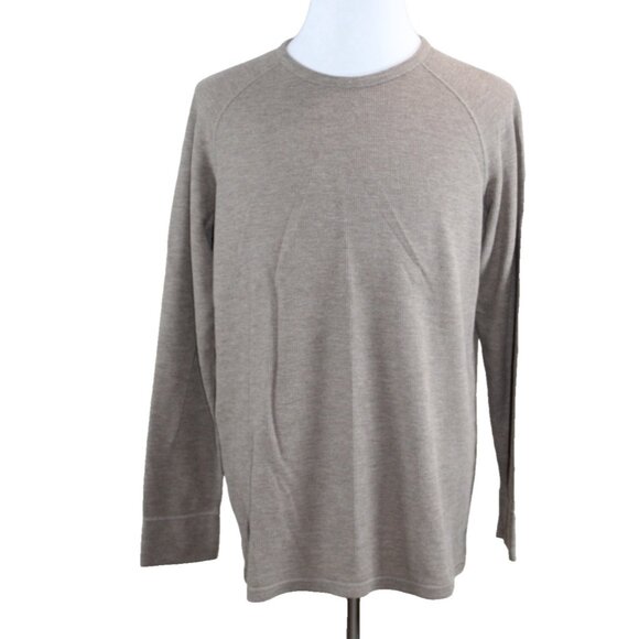 Mack Weldon Mens Waffle Knit Base Layer Warm XL Brown Long Sleeve Thermal Shirt - Picture 1 of 6